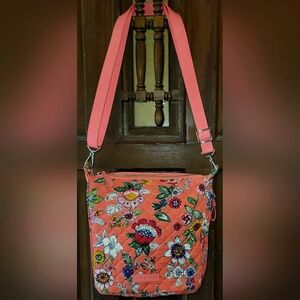 NWOT Vera Bradley Carson Hobo Crossbody Bag in Coral Floral